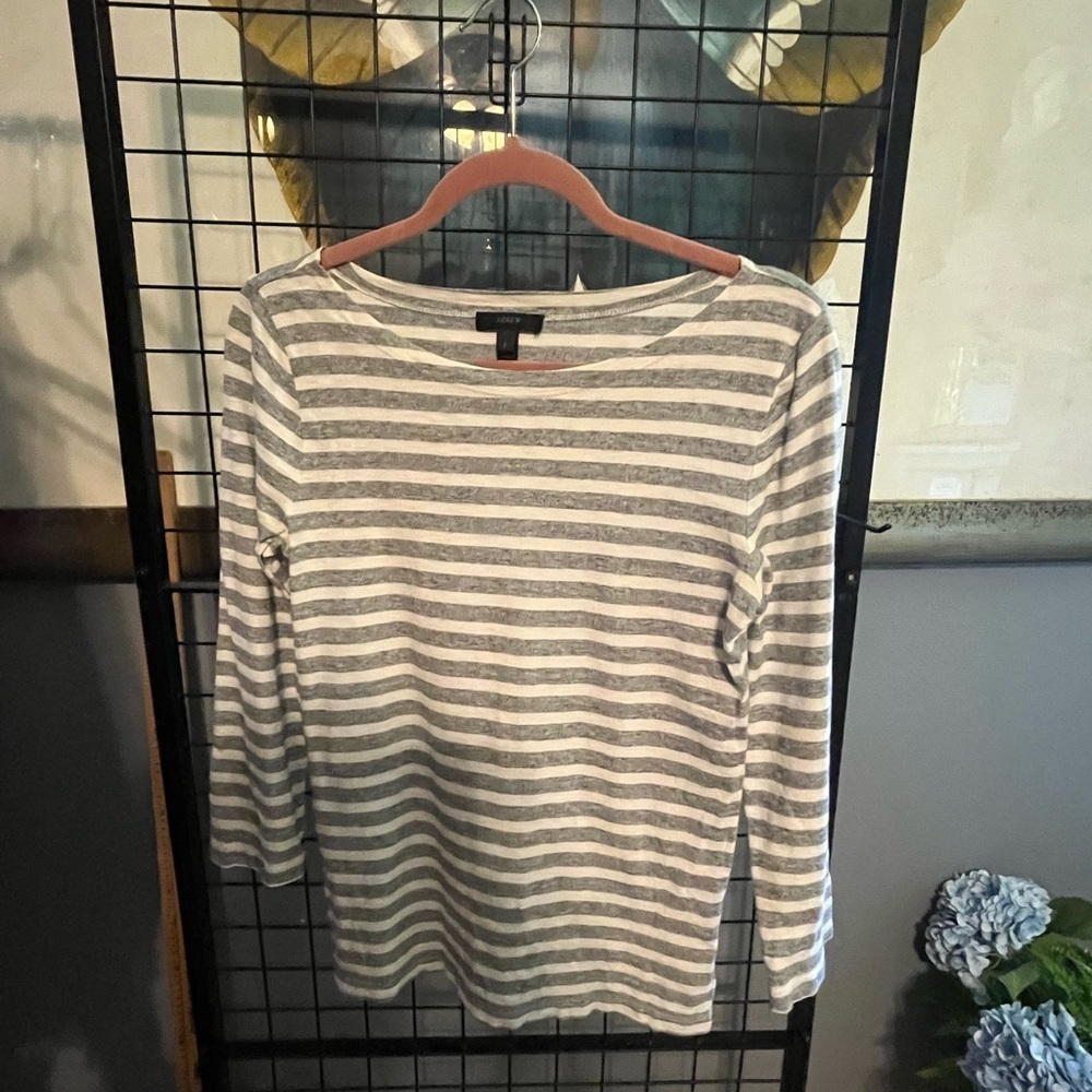 Striped Gray and White Women's Top